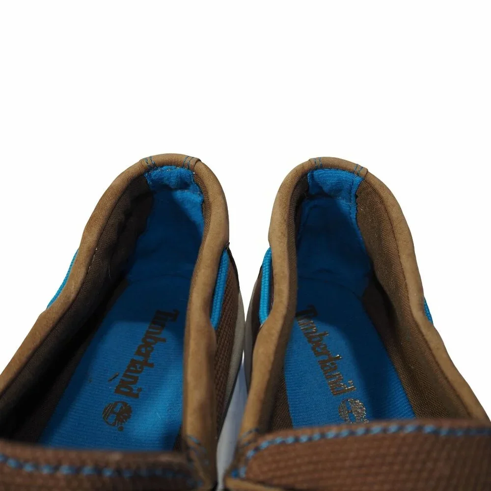 Timberland Canvas Slip-on Boat Shoes Men's 13 Brown / Blue‎ 3717A